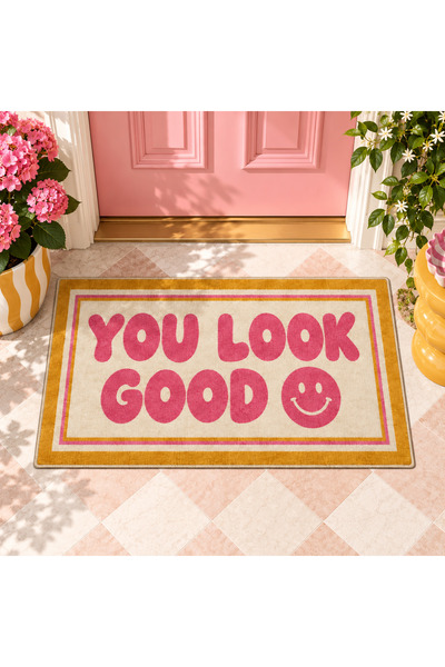 Rugs Modern Halı ETA Yazı Temalı Dokuma Taban Dekoratif Kapı Önü ve Banyo Pas...