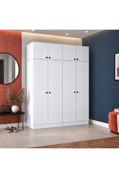 Rani Mobilya Rani EA176 Modern Portmanto 8 Kapaklı Raflı Askılı Ayakkabılık V...