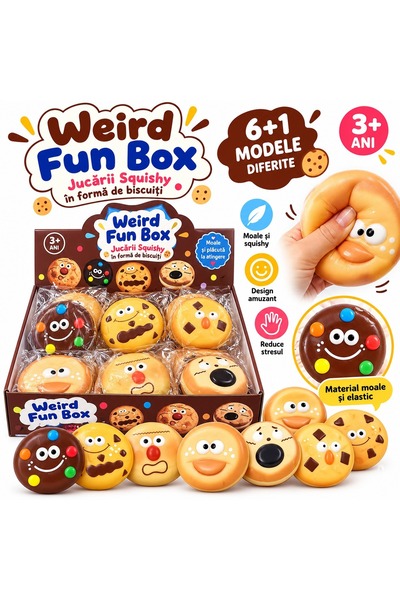 SHOP LIKE A PRO Jucărie Squishy Weird Fun Box în Formă de Biscuit, Moale și E...