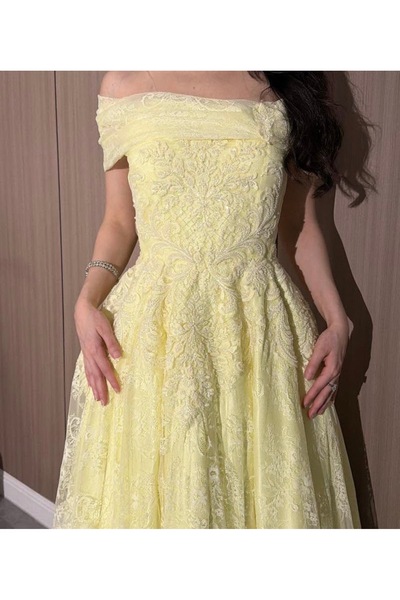 NAQWA FASHION فستان سهرة نسائي طويل دانتيل مطرز راقي
