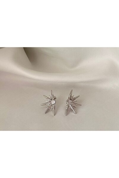Silver Taşlı Çelik Küpe