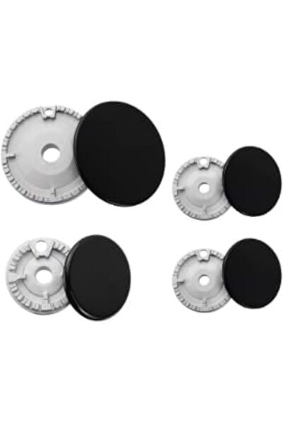 Generic Universal Gas Stove Burner Crown Set, Metal Flame Cap Covers, Black H...