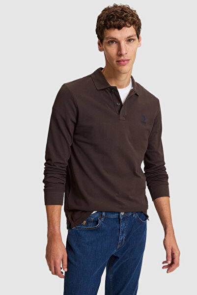 U.S. Polo Assn. سويت شيرت رجالي أساسي باللون البني الداكن 50329450-VR084