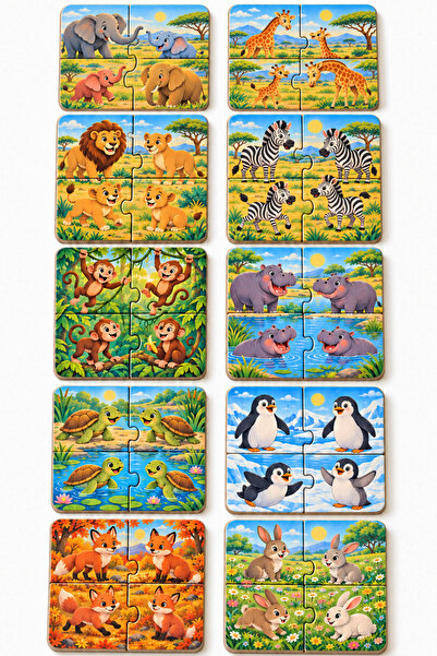 Aldebaran Reklam Animal Themed Educational Children's Puzzle Set 10 Packs 40 ...