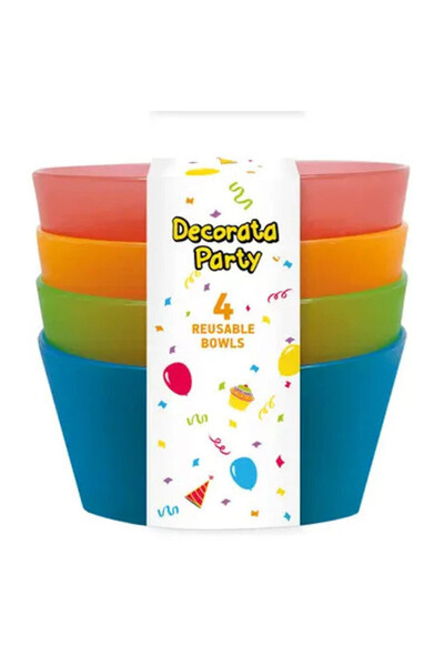 Javoli Set de 4 boluri adânci din plastic semitransparent, multicolore, Ø 20,...