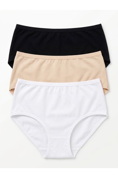 Norenza Women's Cotton High Waist Plus Size 3-Pack