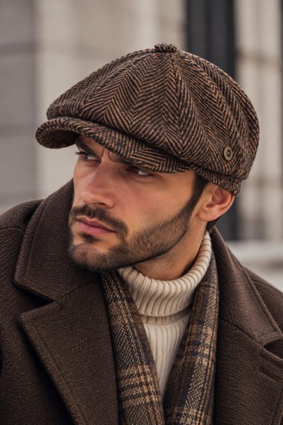 Armalı Şapka Kışlık 8 Parca Hakiki Yün Kaşmir Peaky Blinders Model Erkek Kask...
