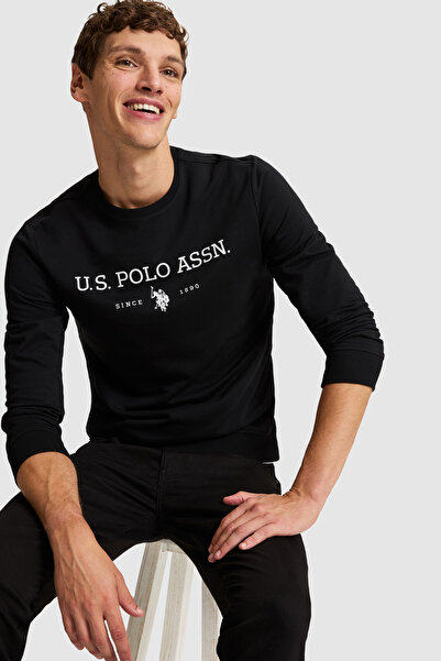 U.S. Polo Assn. سويت شيرت أساسي أسود للرجال 50333273-VR046