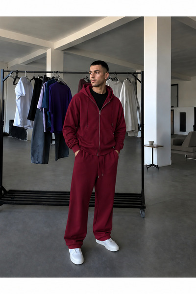 BARLİZ Erkek Fermuarlı Bol Paça Baggy Oversize İkili Eşofman Takımı