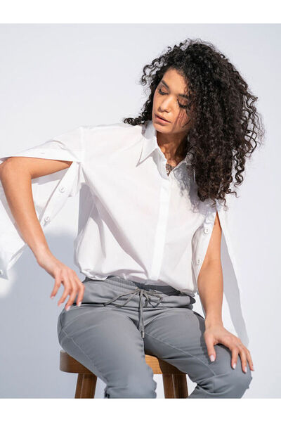 HERMOSA Pantaloni de damă din material textil, croială lejeră, gri 3405502971340