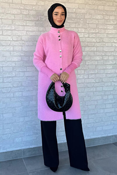 TOZLU Pembe Angora Triko Hırka