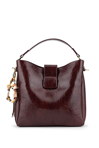 Tamer Tanca Women's Faux Leather Burgundy Shoulder Bag