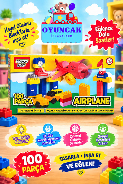 Bricks Deep Airplane Lego 100 Parça