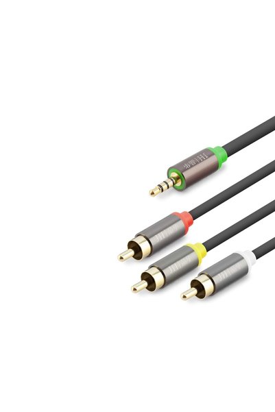 MEKs كابل RCA بطول 3.5 مم لمسافات طويلة، طول 5 أمتار، أسود، مجموعة من قطعتين
