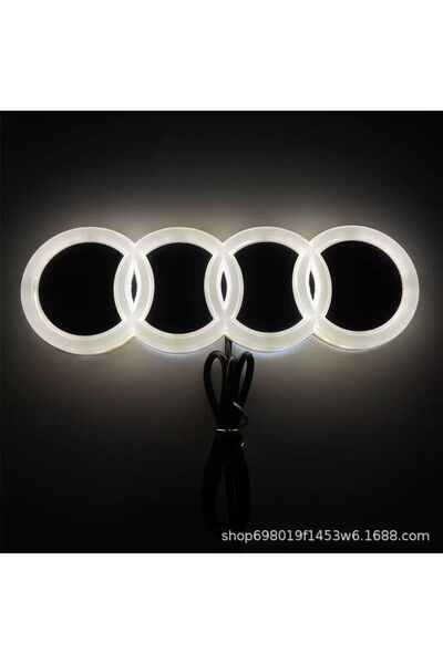 idealaksesuar Audi 4d Işıklı Logo 18*5.8 Cm Beyaz Arma Logo Car Aksesuar Audi Illuminated Vehicle Logo Arma