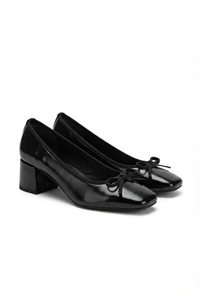 vitaeny Louisa Women's Black Wrinkled Patent Leather Genuine Leather/Textile ...