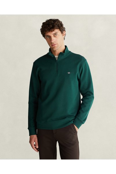 Gant Erkek Yeşil Yarım Fermuarlı Sweatshirt