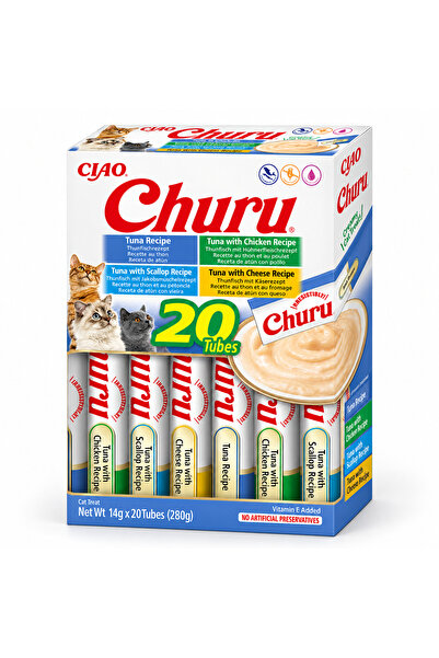 churu Creamy cat treats with tuna, chicken, clams and cheese, 20 × 14 g