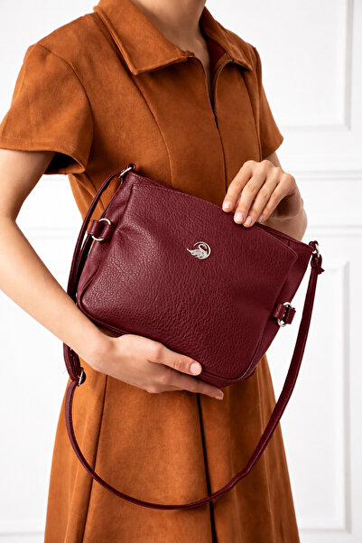 MILANOFOX Women's Burgundy Soft Leather Daily Crossbody Bag – 3-Compartment Z...
