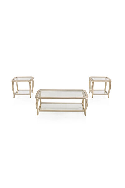 Midas Furniture طقم طاولة قهوة هافيلي 3 قطع بيج