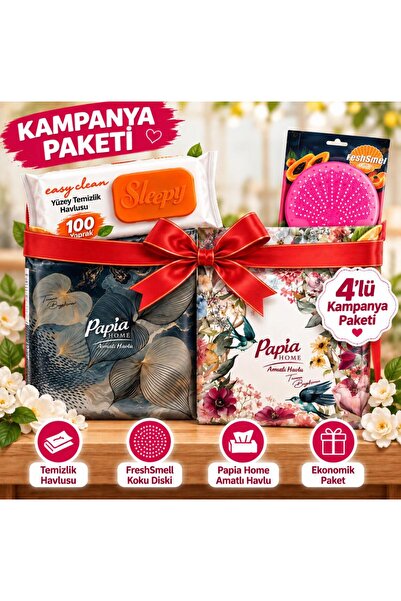 Papia home havlu 2ad ıslak havlu ve koku giderici 4 lü set