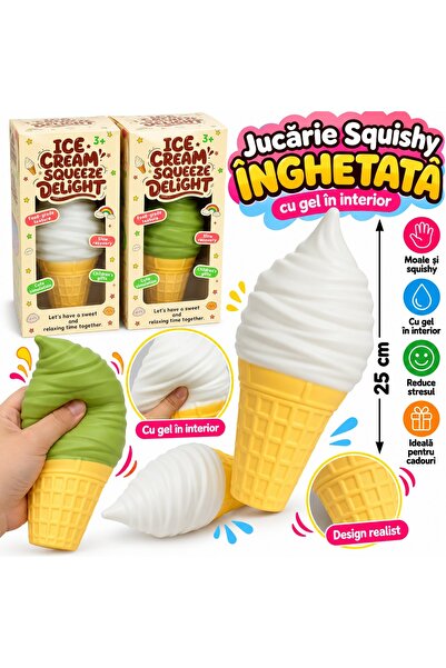 SHOP LIKE A PRO Jucărie Squishy Înghețată XXL cu Gel, Moale și Elastică, Anti...