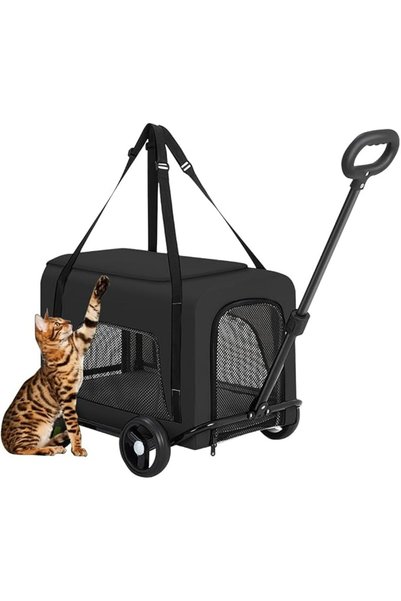 HASTHIP ® PetCarrierPro 3-in-1 Foldable Pet Stroller & Carrier Cart, Detachab...