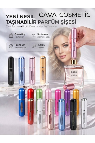 CAVA COSMETİC Yeni Nesil Taşınabilir Parfüm Şişesi - Alttan Doldurulabilir Sı...