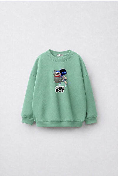 fasardi Astro Bot Printed Oversize 3 Thread Non-Threaded Long Sleeve Unisex K...