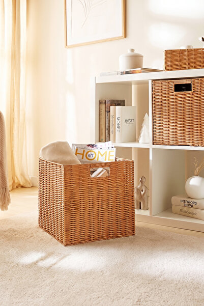 Ocean Home Textile Yıkanabilir Bej PP Rattan Dolap İçi Çamaşır Çocuk Odası Oy...