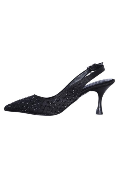 Ayakcenter Öz Macan Black Stone Women's 8 cm Heeled Shoes