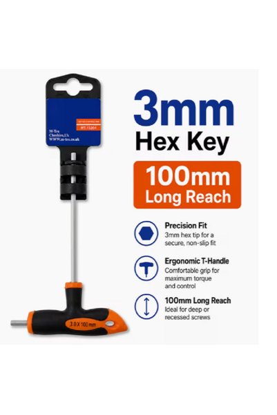 Generic Brand 3mm T Handle Hex Key, 100mm Long Allen Key Screwdriver With Cus...
