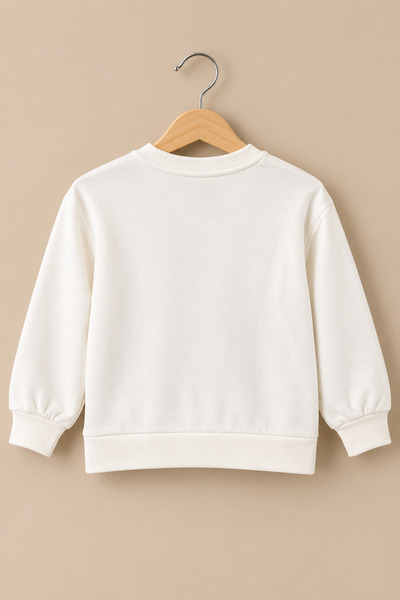 Tinymuyt Girl's Front Printed Combed Cotton Sweatshirt Beige