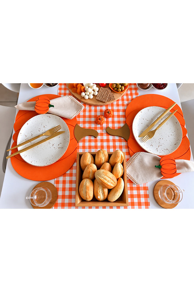 Sister Home Design 2 adet Balkabağı Ahşap Supla - Amerikan Servis - Tabak Altı