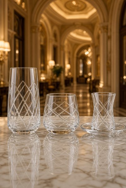sglass 6 Kişilik 24 Parça Kare Cam Su Takımı - Şık ve Zarif Bardak Seti