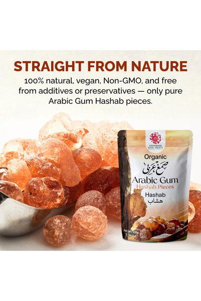 Savannah Soul Fruits Savannah Soul Arabic Gum Hashab Pieces 150g – 100% Natural Acacia Crystals, Edible Grade, Rich in Soluble Fiber & Prebiotics for Digestion, Detox & Weight Control.