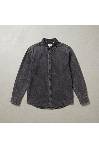 Levi's relaxed fit pamuk erkek kot gömlek--koyu füme--