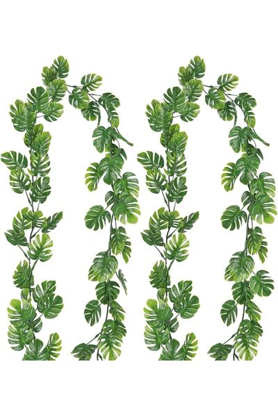X SPRING Artificial Monstera Leaf Vines, 2 PCS 5.9 FT Faux Tropical Plants, R...