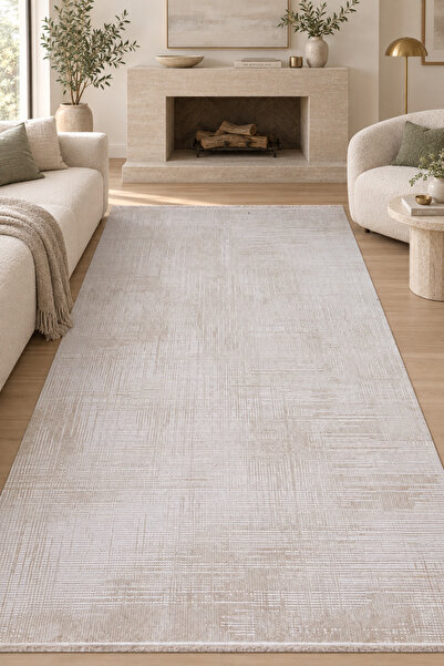 ALLY CARPET Espera EZMAR Krem Vizon Özel Ölçü Salon Oturma Odası Koridor Halı...