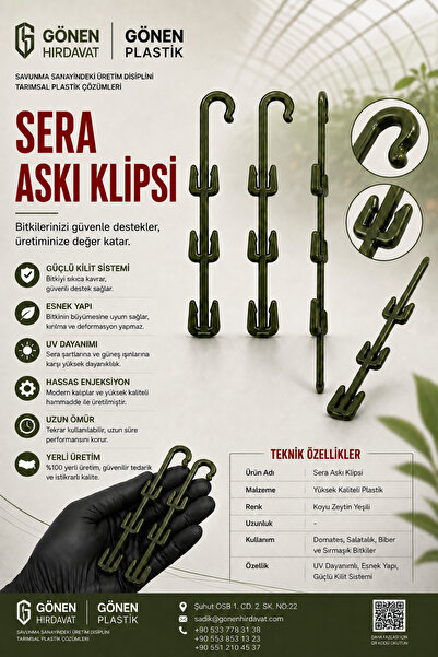 GÖNEN Salkım Destek Klipsi - Bitki Askı Klipsi - Sera Askı Klipsi - Salkım Tu...