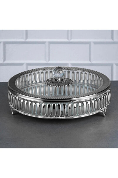 25 CM CAM KAPAKLI GOLD RENKLİ METAL ÇİKOLATA KUTUSU
