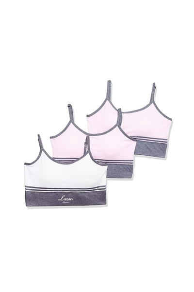 LASSO Women's High-Cut Cotton Solid Color Elastic Patterned Padded 3-Piece Sp...