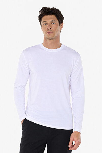 Malabadi Men's White Crew Neck Micro Modal Extra Soft Comfortable Fit Long Sl...