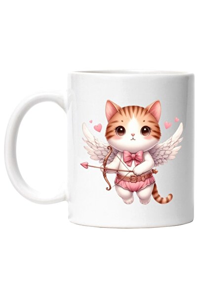 INOVATIX Personalized white mug, a shy kitty, shooting a bow,, Valentine's Da...