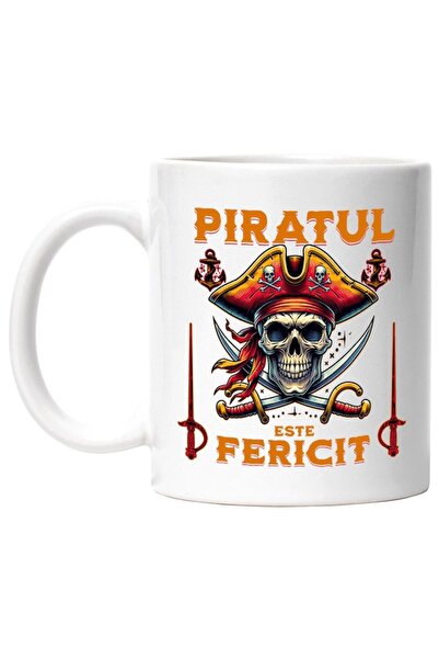 INOVATIX Personalized white mug, Pirate Skull With Hat And Swords, Pirate Is ...