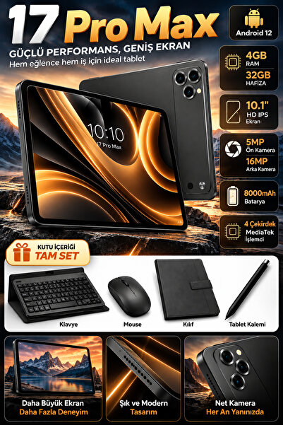 euro special SHM011 17 Pro Max 10.1 İnç Tablet 4 GB RAM 32 GB Hafıza Android ...
