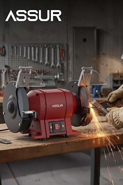 ASSUR 150mm Zımpara Balta Bıçak Bileme Makinesi Taş Motoru Tezgah Üstü Taşlam...
