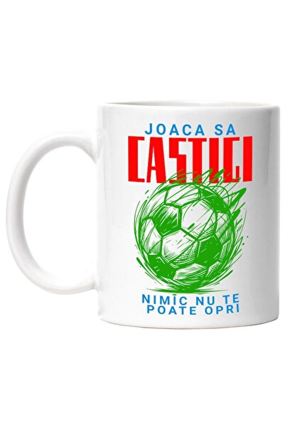 INOVATIX Cana alba personalizata,Minge Fotbal Abstract Sport In Echipa Sanata...
