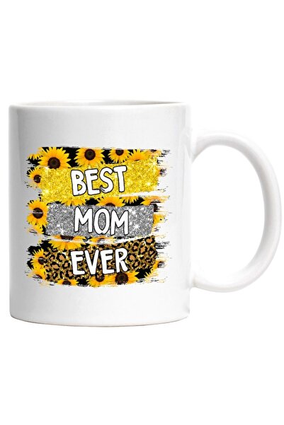INOVATIX Personalized white mug, Best mom ever, love, flowers, sunflower,