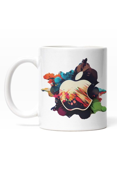 INOVATIX Personalized white mug,Apple Logo,Chaos,Colorful Apple,Bite Mark,Ste...